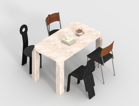  餐桌组合3d模型 