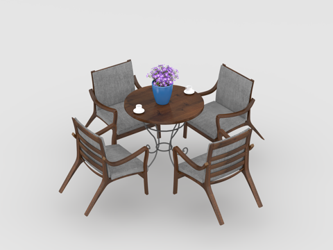  餐桌组合3d模型 