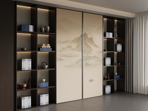  新中式茶柜 置物柜3d模型 