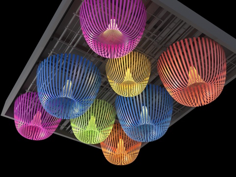 彩色吊顶 艺术吊顶 工装吊顶 水母吊顶 美术馆吊顶 现代吊顶su模型