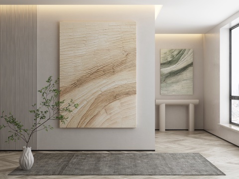  现代侘寂挂画 油画3d模型 