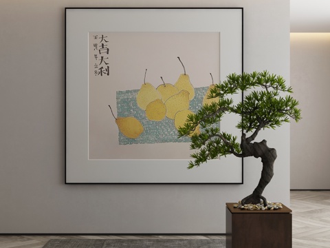  新中式侘寂挂画 油画3d模型 