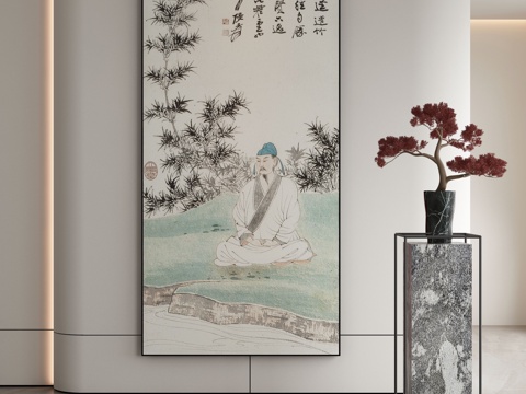  新中式侘寂挂画 油画3d模型 