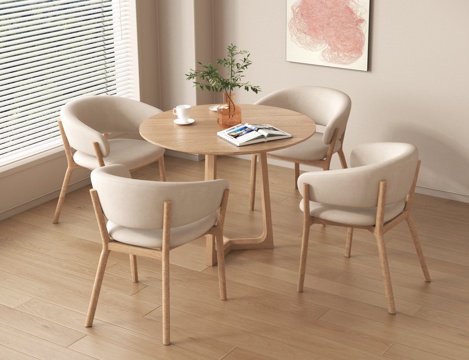 现代休闲桌椅 洽谈桌椅su模型