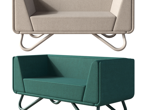  现代简约双人沙发 双人沙发 简约沙发 客厅沙发 绿色沙发3d模型 