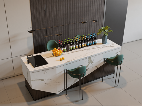 现代水吧区su模型