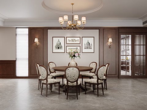 美式餐厅su模型