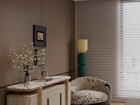  现代边柜 装饰柜 端景柜 休闲椅 落地灯su模型 