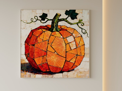 现代抽象植物挂画su模型