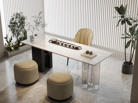  现代茶桌椅3d模型 