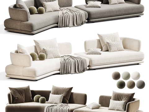  现代意式布艺组合休闲沙发3d模型 