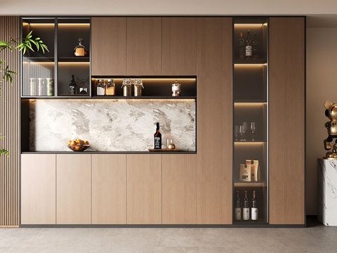  意式现代酒柜 定制满墙酒柜3d模型 