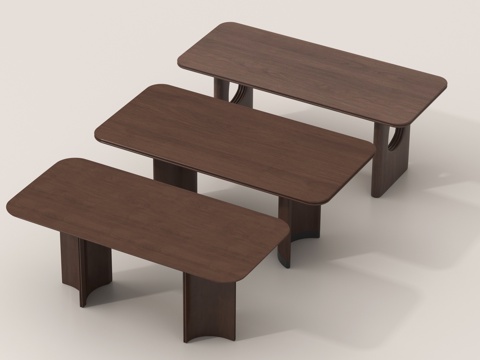 现代原木餐桌 实木餐桌 木桌子su模型