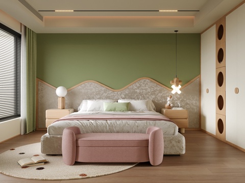  现代女孩房 儿童房 儿童床3d模型 