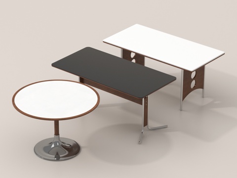  中古餐桌 实木餐桌 中古包豪斯餐桌3d模型 