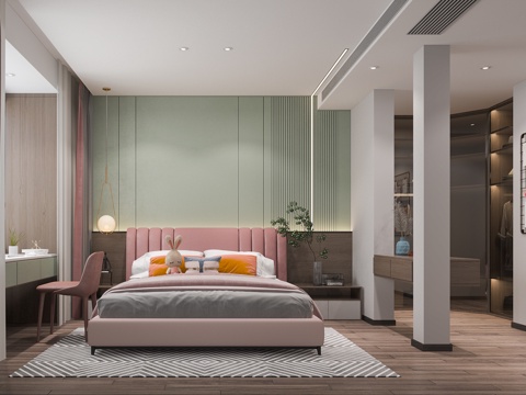  现代女儿房床3d模型 