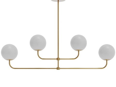  黄铜与蛋白石玻璃吊灯 Moricio3d模型 