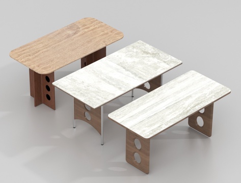  中古餐桌 实木桌子3d模型 