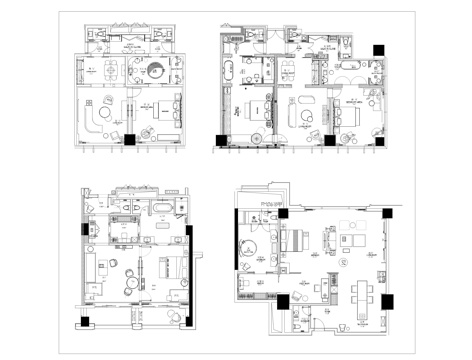 酒店套房CAD平面图库cad施工图
