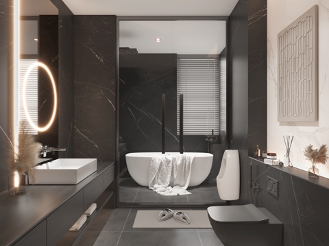  现代卫生间3d模型 