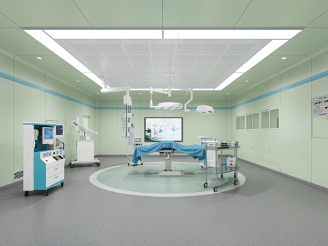  现代手术室刷手室3d模型 