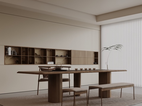  新中式茶室 茶桌椅3d模型 