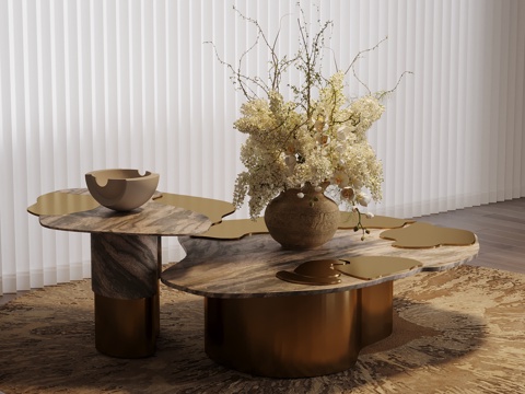  现代茶几 中古风茶几3d模型 