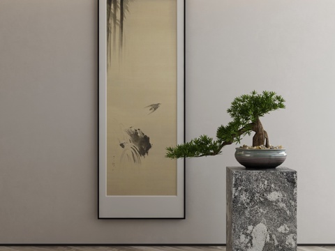  新中式侘寂挂画 油画3d模型 