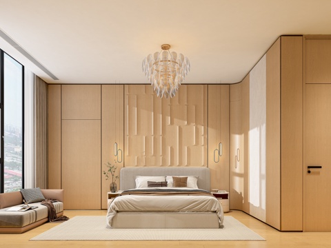  现代轻奢主卧3d模型 