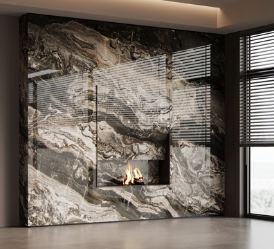  现代意式火炉 背景墙3d模型 