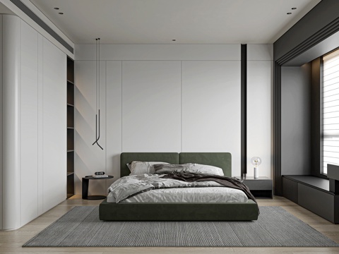  现代风格主卧3d模型 