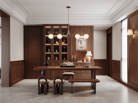  美式茶室3d模型 