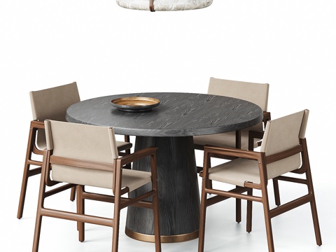 POLIFORM 现代意式餐桌椅 圆形餐桌椅 吊灯su模型