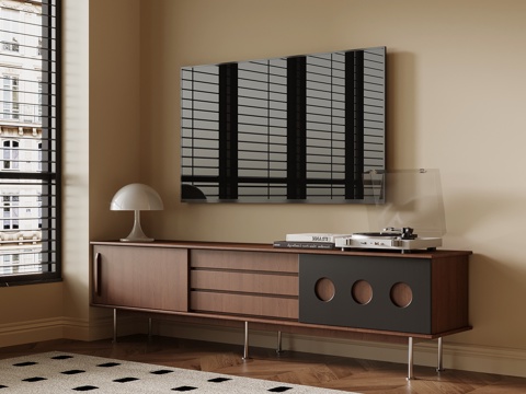  中古风电视柜su模型 