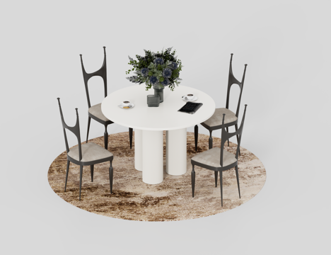  餐桌组合3d模型 