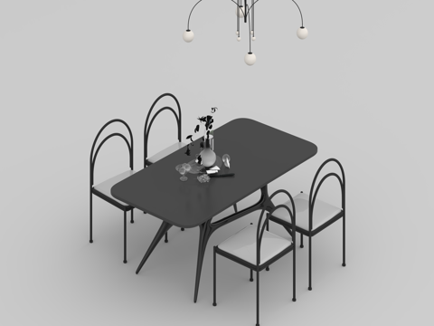  餐桌组合3d模型 