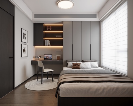  现代简约榻榻米卧室3d模型 