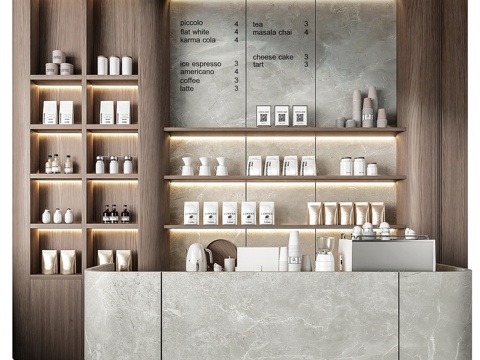  现代咖啡吧3d模型 