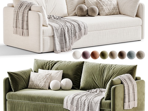  现代双人布艺休闲沙发3d模型 