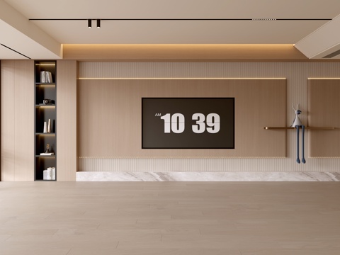 现代客厅 奶油客厅 电视背景墙 客厅背景 奶油风背景墙su模型