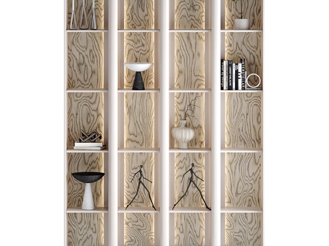  现代意式极简装饰架 书架3d模型 