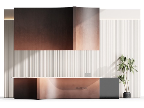  现代极简前台 接待台3d模型 