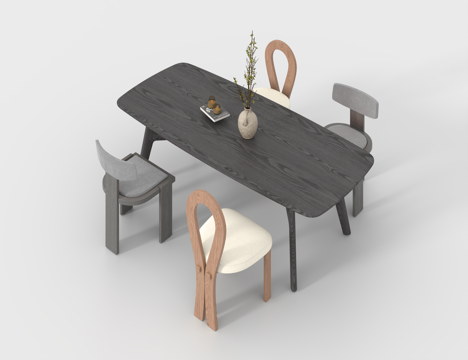  餐桌组合3d模型 