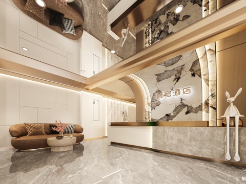  美容院前台设计3d模型 