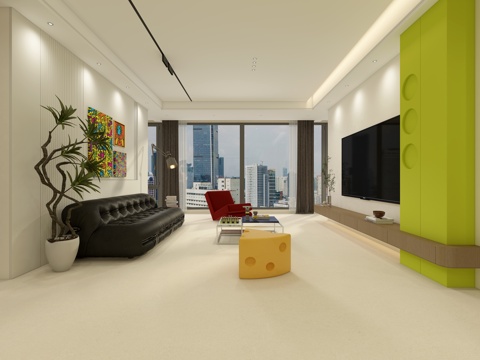  包豪斯多巴胺客厅3d模型3d模型 