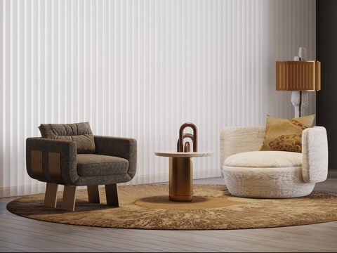  现代休闲椅 落地灯su模型 