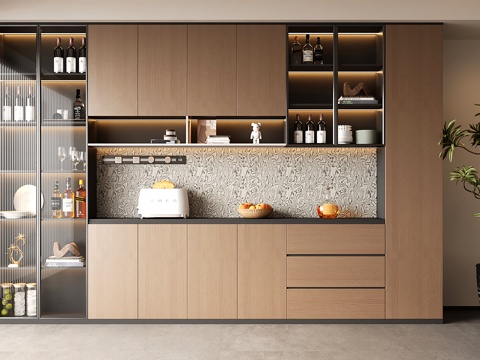  意式现代酒柜 定制满墙酒柜3d模型 