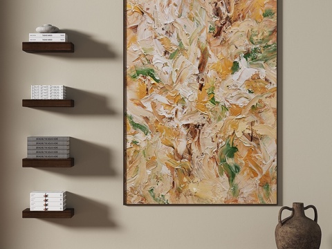  复古，中古，轻奢，侘寂，肌理，抽象，装饰画3d模型 