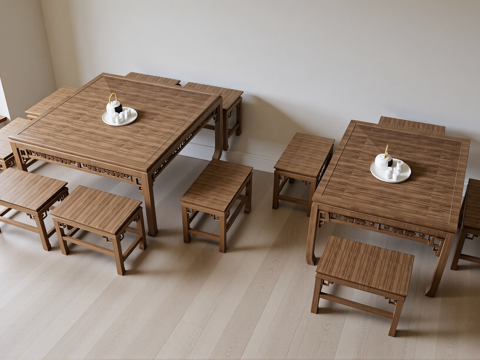  八仙桌椅组合su模型 