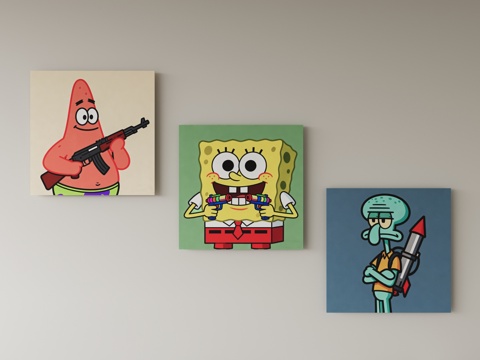 现代儿童房装饰画su模型